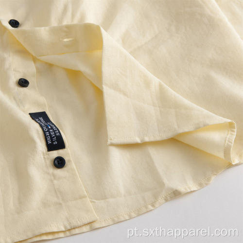 Camisa clássica tingida de manga longa masculina amarela ganso